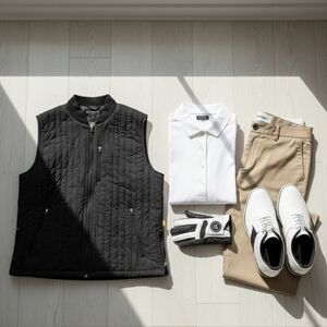 Bonobos Men's Quilted Golf Vest Black Primaloft Down alt- Elements L